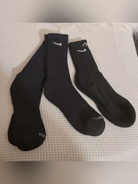 Nike Black Crew Socks with White Swoosh - 3 Pack